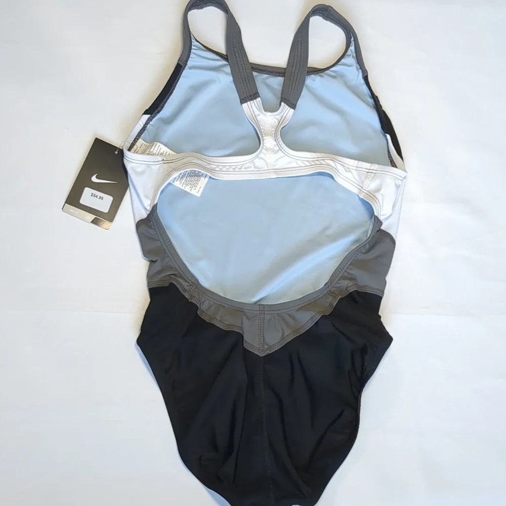 Nike Victory Color Block Power Back Tank Swimsuit Sz 6 Nike NX Fabric